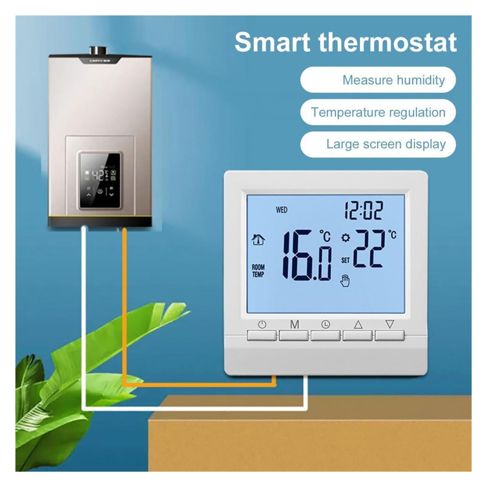 Seguro Fácil de Leer Ajuste de Temperatura Termostato de Horno for Colgar en la Pared Termostato Digital Productos for el hogar Precision Ease Setup(White)