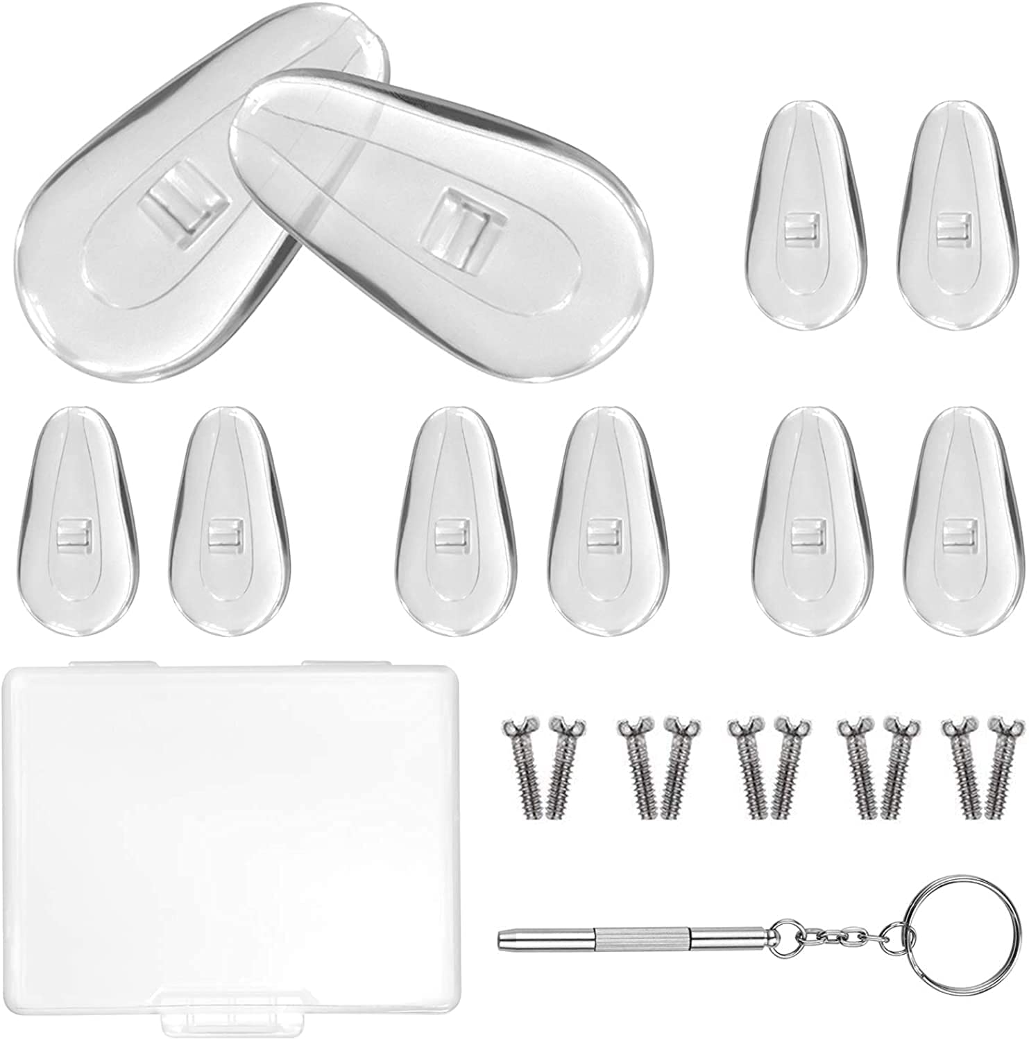 Sunshades Bhavya Optic® 5 Pairs Silicon Air Nose Pads Air Chamber Nosepad for Eyeglass,Sunglass,Spectacle Repair Kit,Soft Nosepad with Optical 3in1 Screwdriver