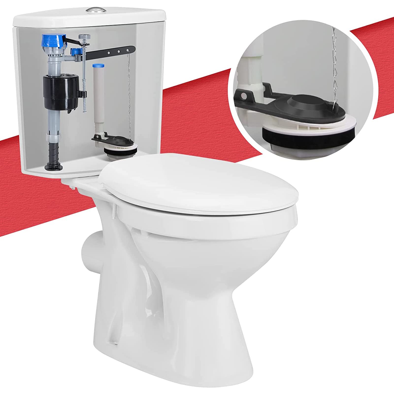 Scarico WC di ricambio per il risciacquo in gomma, per bagno, WC, guarnizione pieghevole regolabile per valvola del serbatoio, set di ricambio