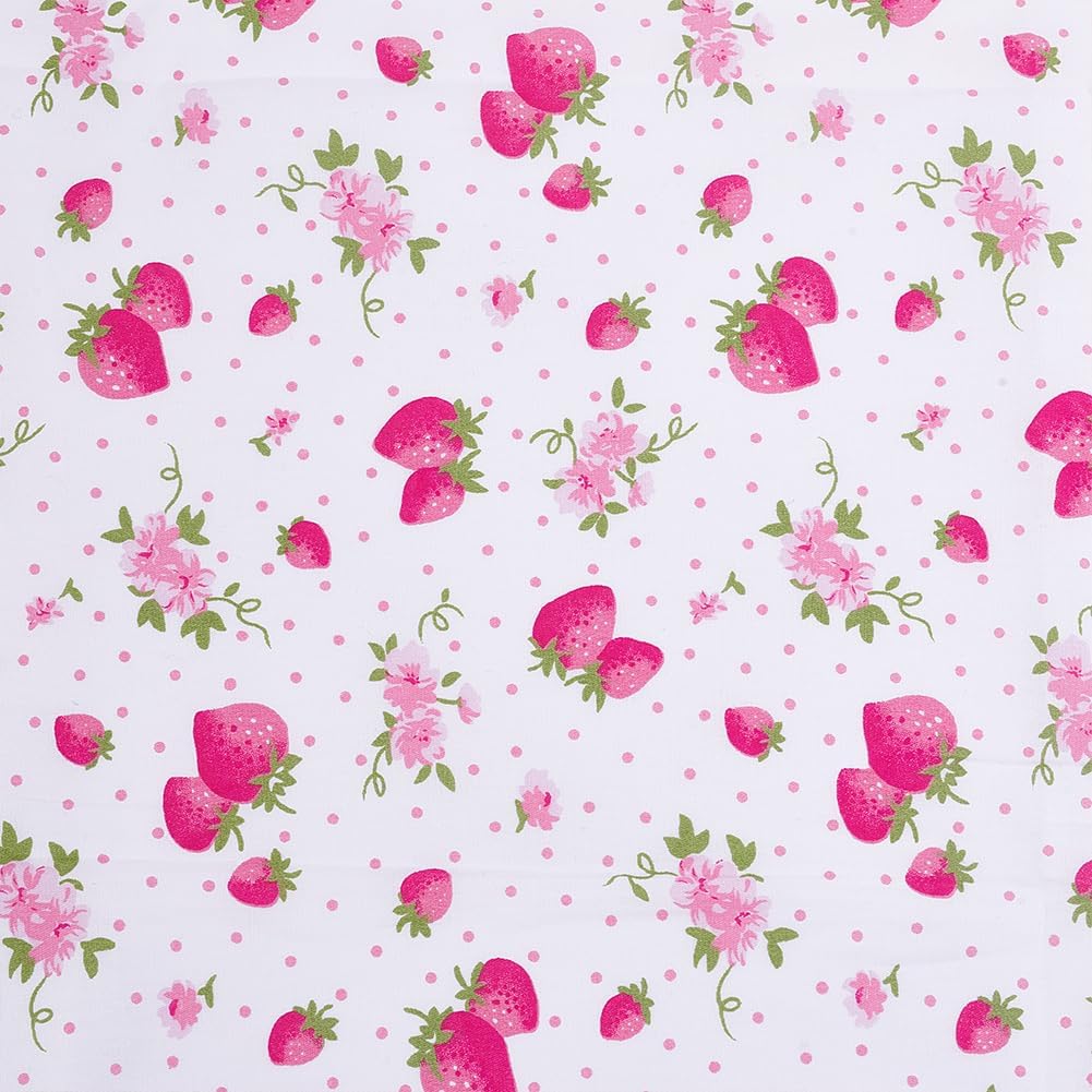 1x1.75 Yard Cotton Fabric by the Yard, Pink Strawberry Fabric Soft Quilting Cotton Fabrics for Clothing Squares Holiday Fabrics for Sewing Holiday Home Decor Art Craft