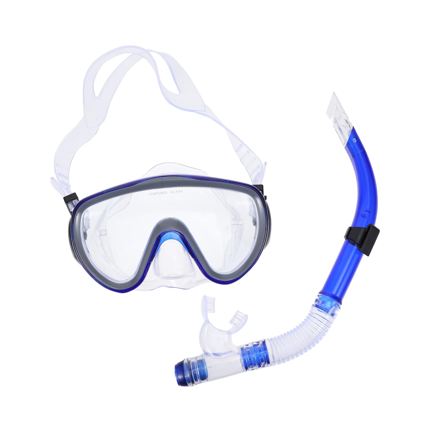 INOOMP Snorkeling Mask Adult Dry Snorkel Set Comfortable Silicone Skirt High Definition Lens Blue
