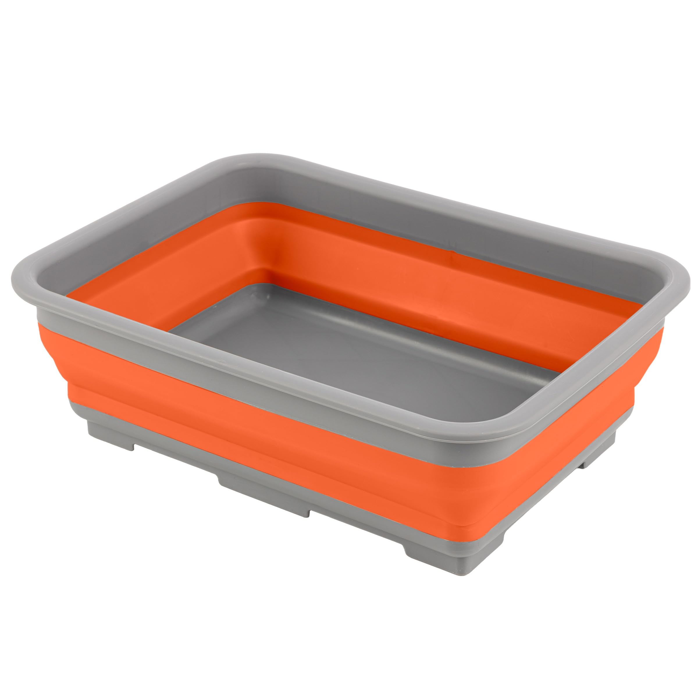 Collapsible Bucket for Cleaning - 7.27L Foldable Wash Bin Dish Tub - Collapsible Wash Basin or Camping Sink for Beach, Tailgating, or Soaking Laundry - Cleaning Supplies by Wakeman (Orange)