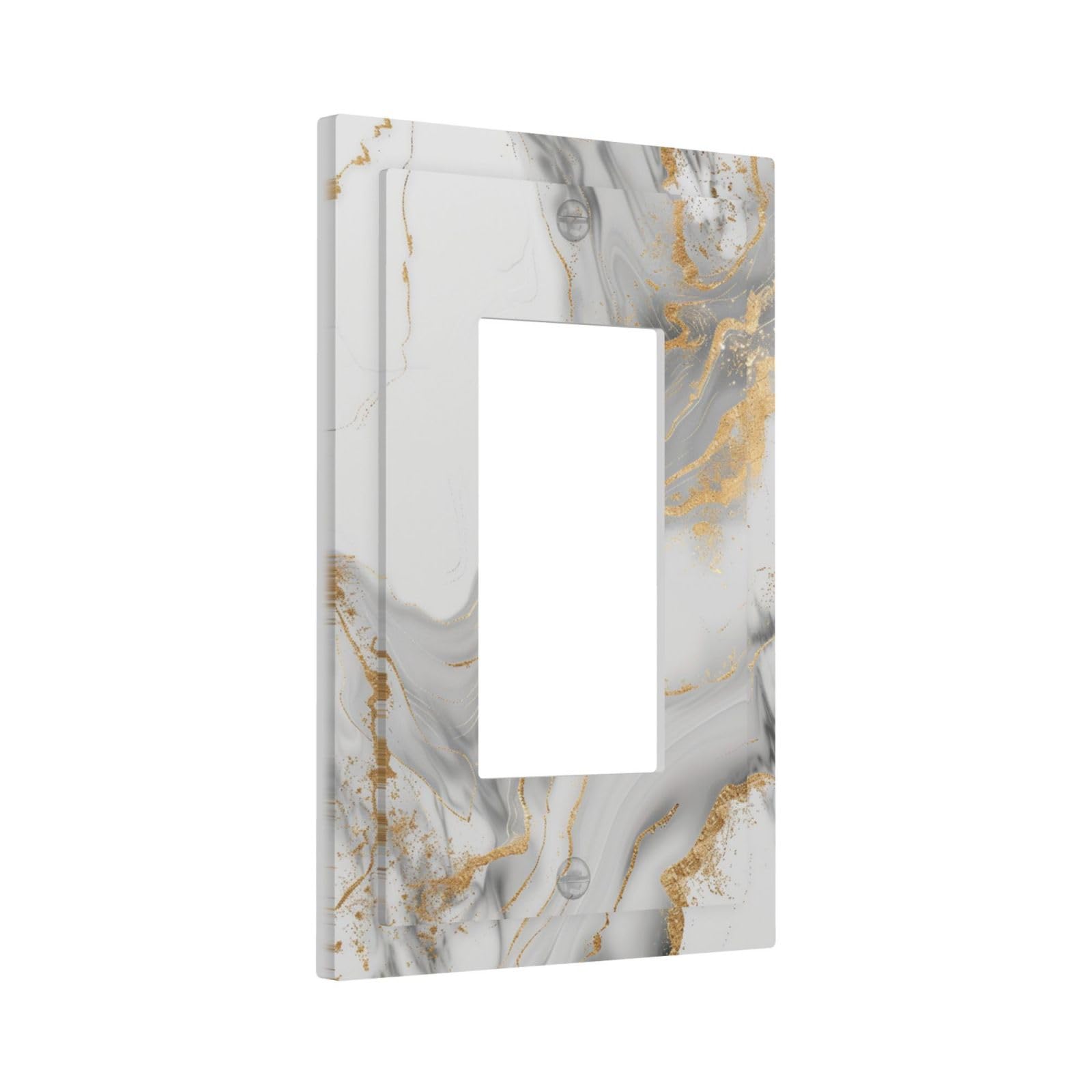 Sghxwp Outlet Covers Grey Marble Gold Foil Single Rocker Light Switch Plate Decorative Modern Abstract Gray & Gold 1 Gang Wall Plate Gfci Electrical Switchplate for Bathroom Home Decor