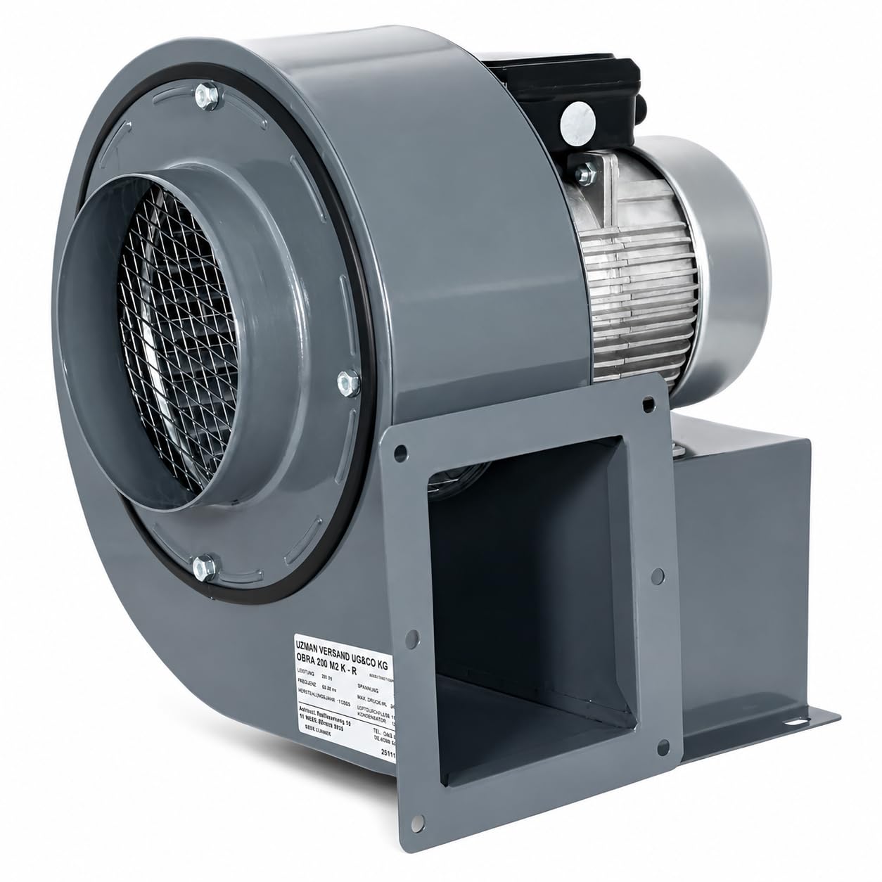 Uzman-Versand Radialgebläse 1800m3/h 4 eck Flansch Radialventilator Zentrifugal Sauggebläse