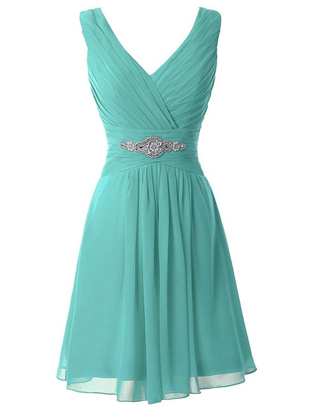 LoffyWomen's Short Tulle Beading Homecoming Dressesm Dress - Green - 22