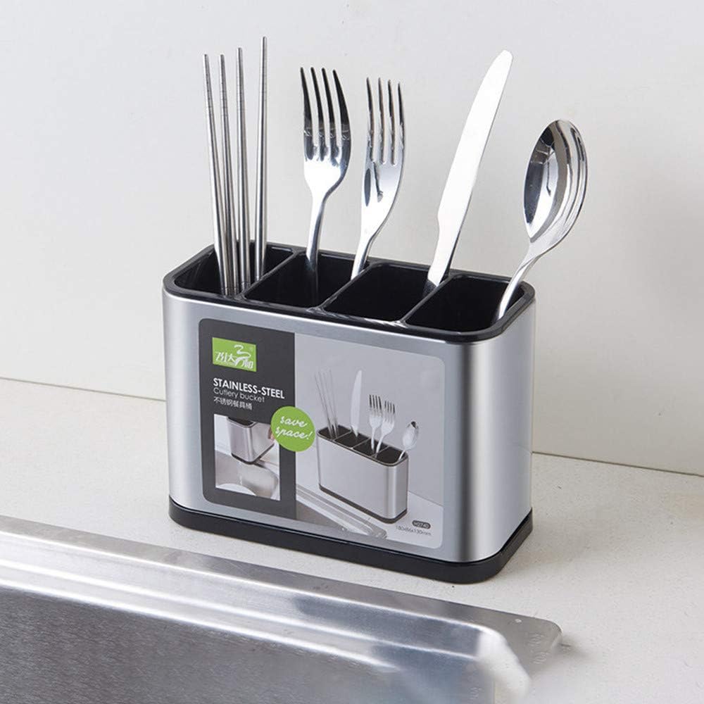 Finalize Kitchen Sink Cutlery Holder, Stainless Steel Flatware Organizer, Kitchen Utensils Cutlery Caddy Counter, Multifunctional Kitchen Sink Washing Sponge Storage (Cutlery Holder)