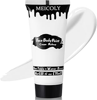 MEICOLY White Cream Face Body Paint,2.37Oz Large Tube Clown White Makeup,Water Based Full Body Paint for Adults and Children,Halloween SFX Skull Joker Zombie Vampire Skeleton Goth Cosplay Makeup