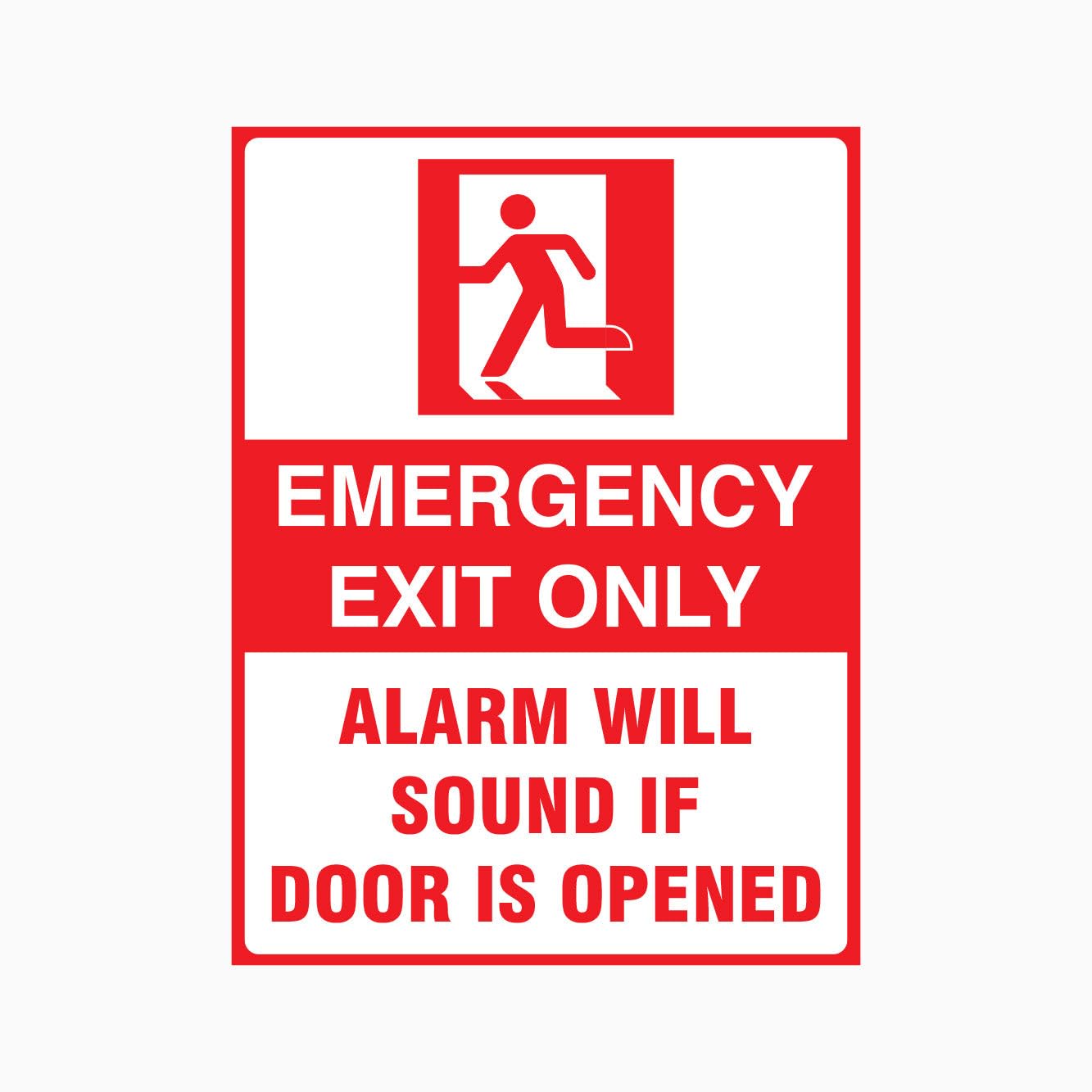 EMERGENCY EXIT ONLY ALARM WILL SOUND Sign Metal Tin Sign 8 x 12 inch for Industrial & Commercial Series