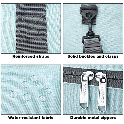 Wandf Foldable Travel Duffel Bag Luggage Sports Gym Water Resistant Nylon (C-Mint Green Denim)