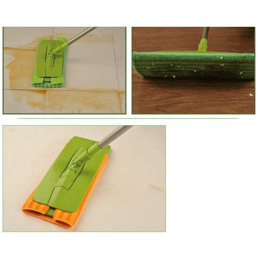Fregona de Suelo de Madera Dura de Microfibra Fregona Plana Lavable y Reutilizable Paños Almohadillas, para la Limpieza de Suelos húmedos o Secos