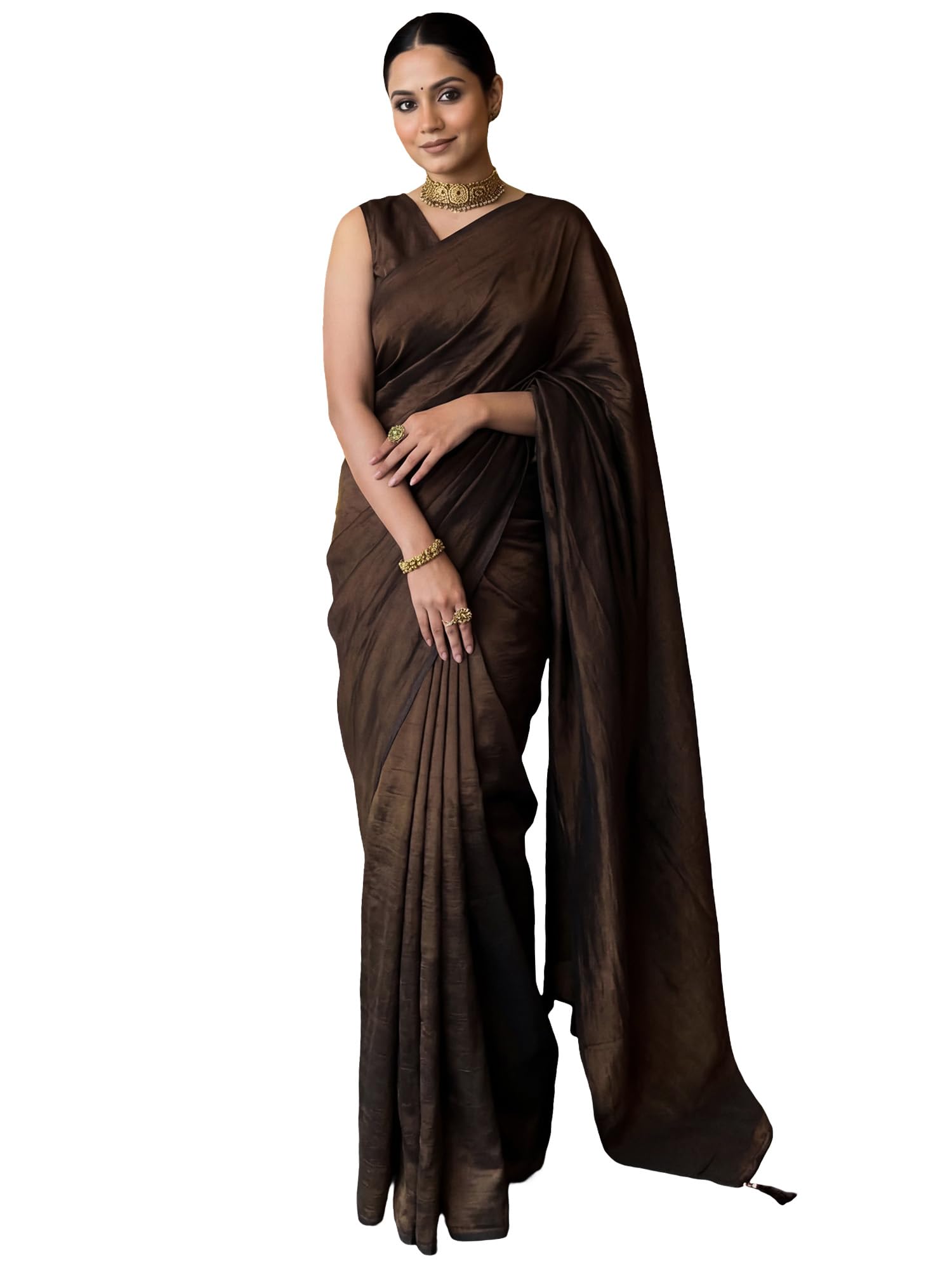 akhilam Women's Vichitra Silk Solid Tassels and Latkans Saree With Unstitched Blouse Piece | saree for woman | Designer Saree for Women | Soft and Skin Friendly (KRIYNS7201_KH_Parent)-picture-23