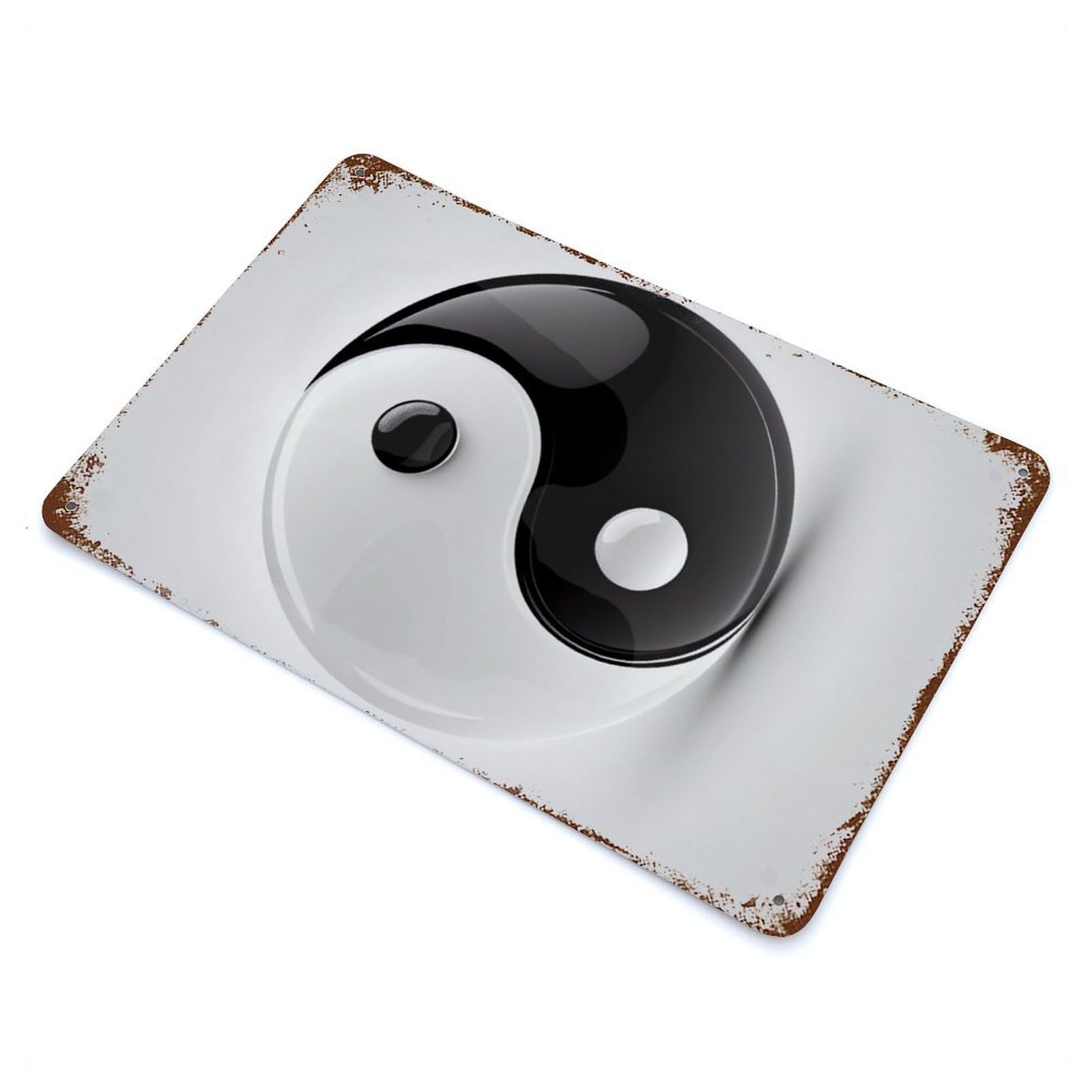 Yin And Yang Elegance Rusty Metal Tin Sign 11.8"x7.9", Shabby Chic Decor for Garage, Bar And Workshop Decor