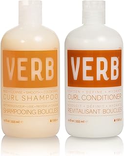 Verb Curl Shampoo & Conditioner Duo - Mild, Cleanse, and Smooth Curl Defining Shampoo for Frizzy Hair + Soften, Define and Hydrate Frizz Control Conditioner - Vegan With No Harmful Sulfates