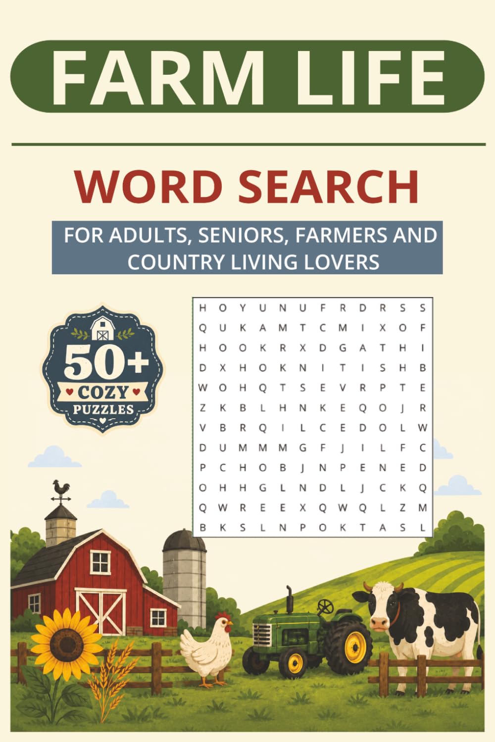 Farm Life Word Search Puzzle Book: Word Searches Puzzle Book with 50+ Cozy Farm-Themed Word Search Puzzles for Adults, Seniors, Farmers and Country ... | Gift for Vacations, Holidays and Free Times