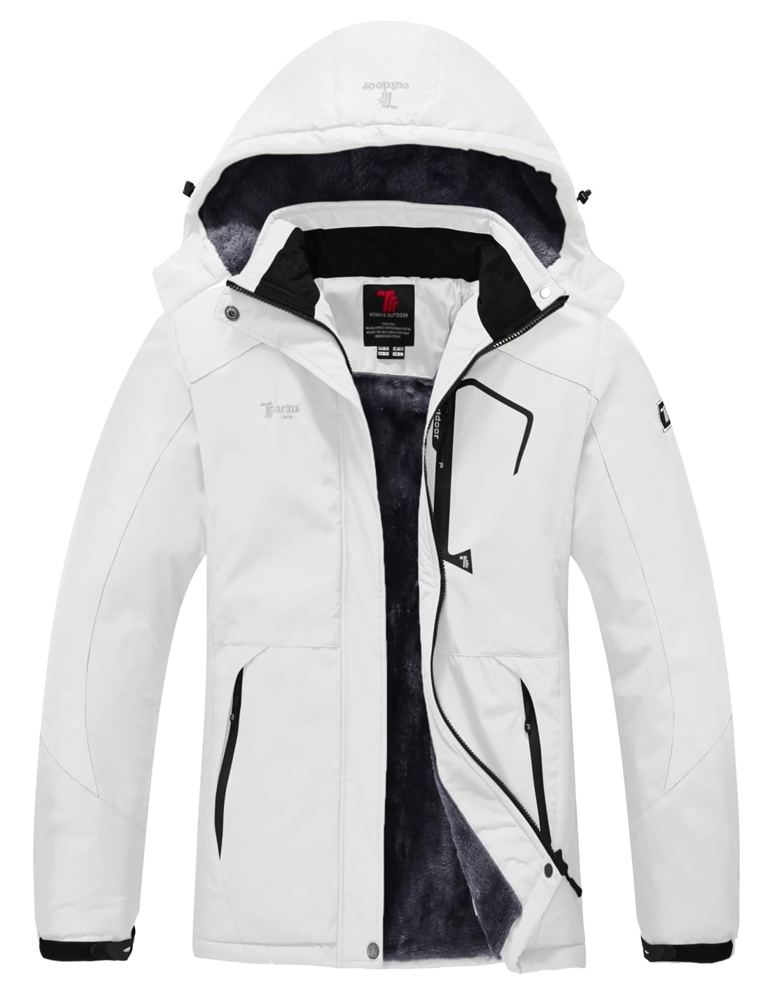 YSENTO Damen Winterjacke Wasserdicht Skijacke Outdoor Softshelljacke Warm Fleecejacke Funktionsjacke mit Abnehmbarer Kapuze