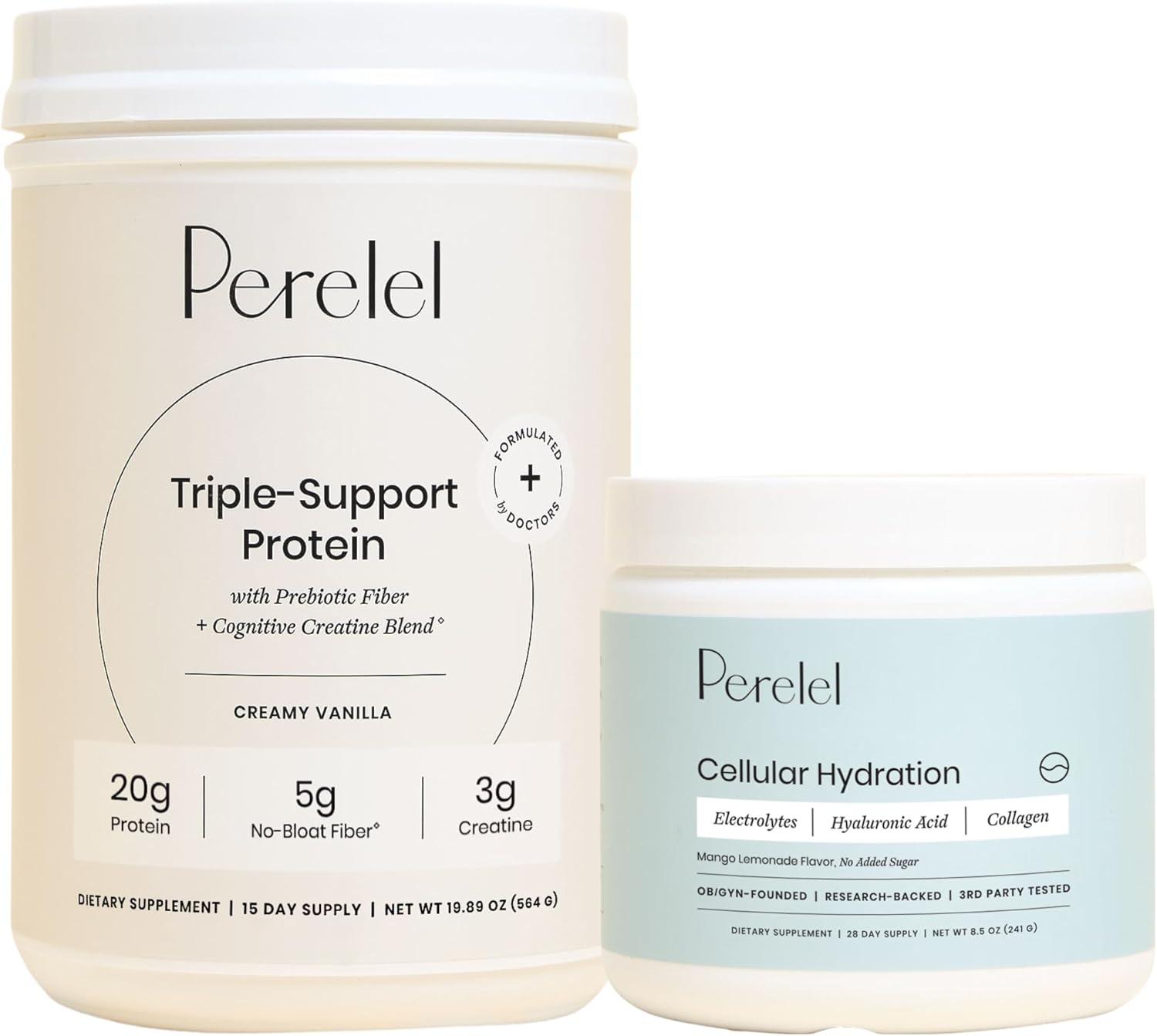 Perelel Triple-Support Plant Based Protein & Hydration Powder Bundle