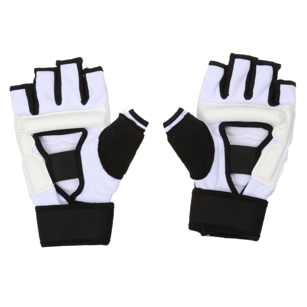 Generic Gants Protection Demi Doigt pr Boxing Muay Thai à Adulte Enfant Blanc - M