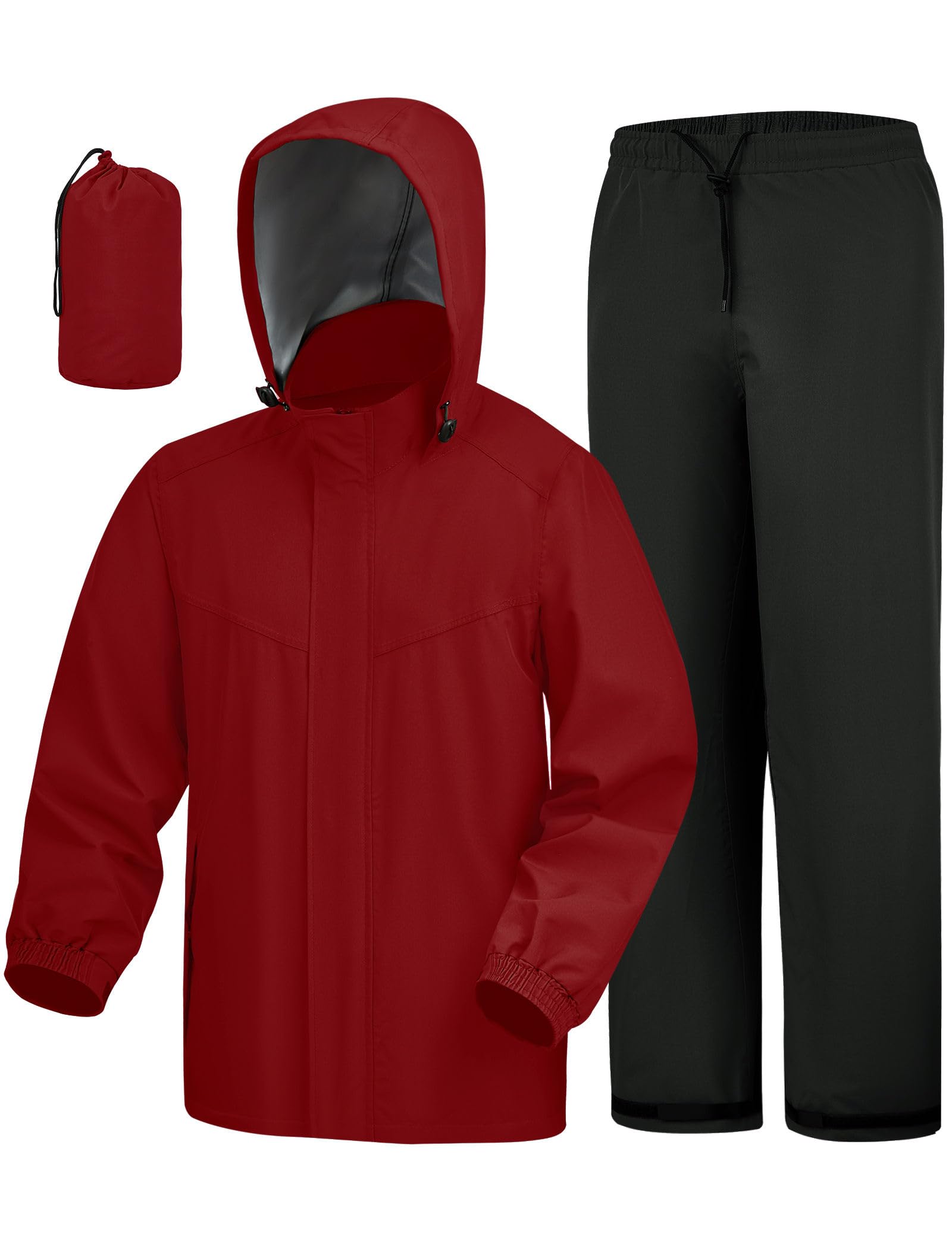 iCreek Rain Suit Waterproof Hooded Rain Gear Breathable Lightweight Packable Rain Jacket Pants Men Women for Hiking Fish Golf