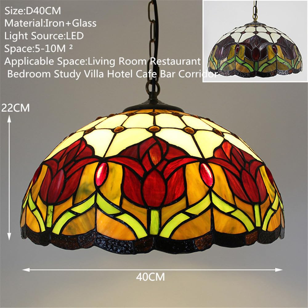 Nowoczesna luksusowa nowoczesna lampa wisząca do restauracji w stylu amerykańskim LED do salonu, sypialni, hotelu, willi, korytarza, baru, schodów, witraży żyrandol (C D40CM)