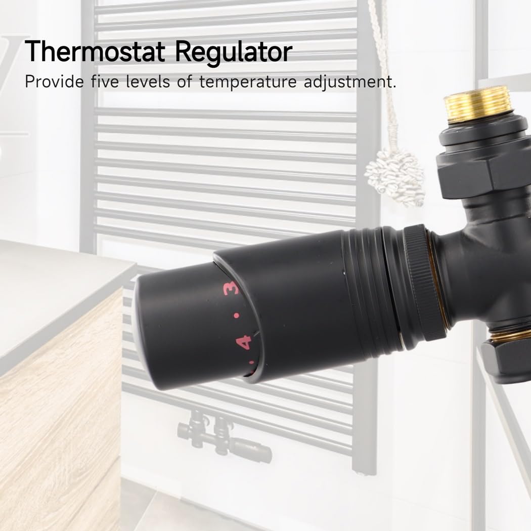 Multiblock-Set für Heizkörper, Mittelanschluss-Ventilblock mit Thermostatregler, Eck- und Durchgangsanschlussstück, Heizungszubehör für Badezimmerheizkörper, 50 mm Anschlussabstand
