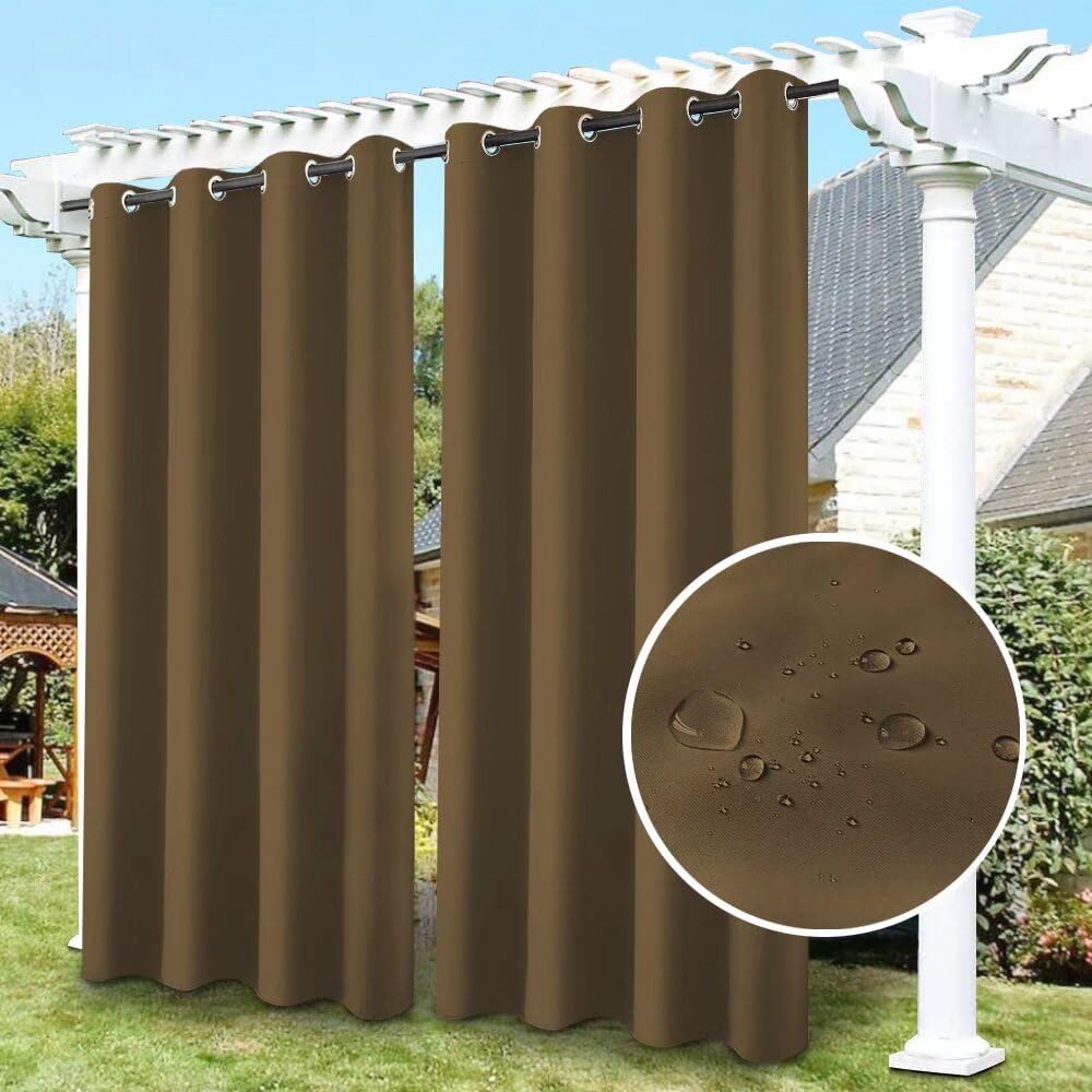 Tende da Esterno Impermeabili Opache Tenda da Sole Con Anelli Anti-UV Protezione Solare Completa Tende per Balcone Terrazzo e Pergola Marrone 90Lx200Acm