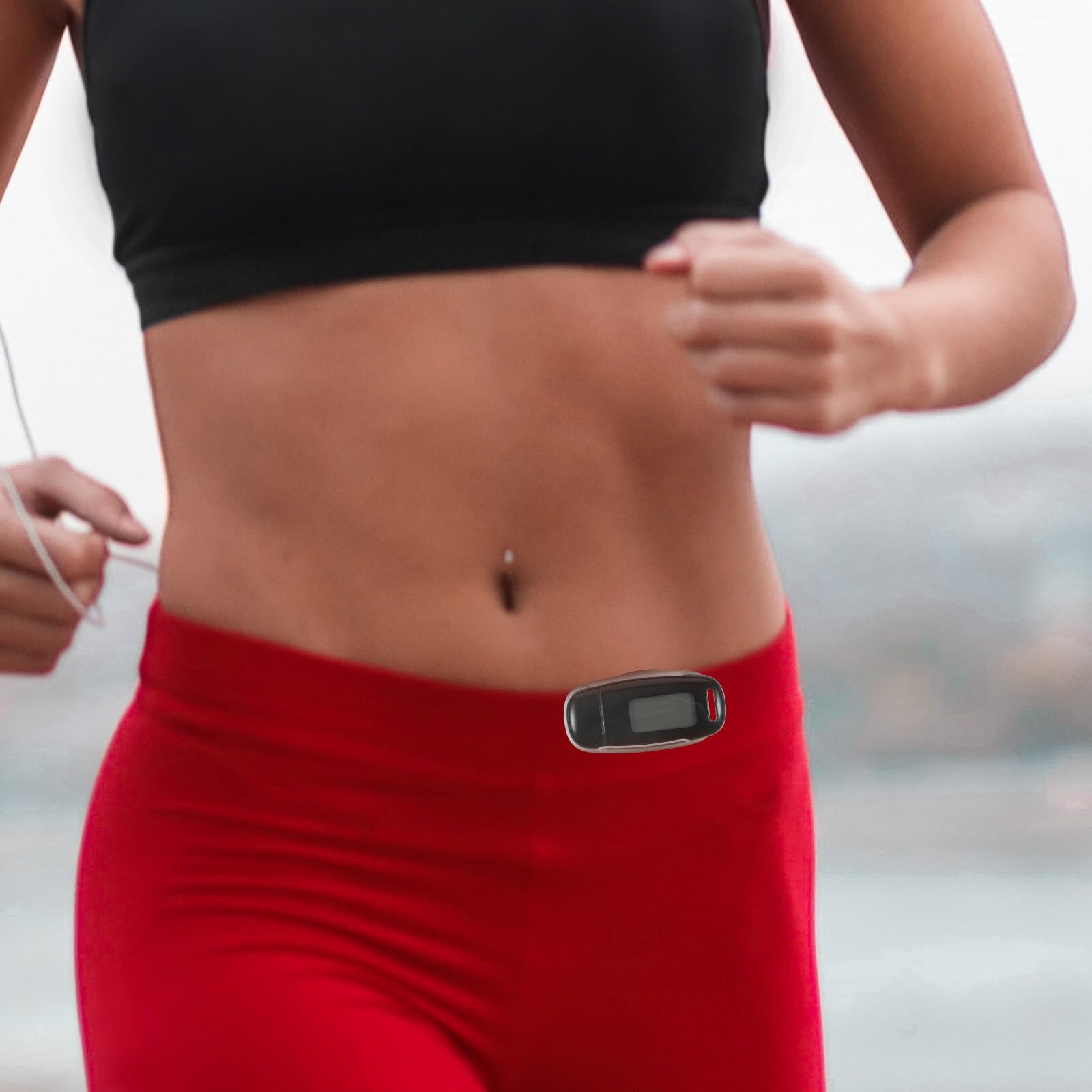 Happyyami Podómetro Multifuncional Portátil Pantalla Retroiluminada, Contador de Pasos Profesional en Abs Negro, USB Recargable, Adecuado para Caminar y Fitness Diario