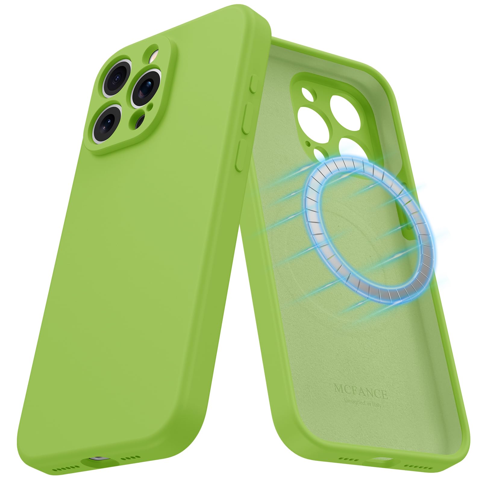 Photo 1 of MCFANCE Silicone Magnetic Case for iPhone 15 Pro Magsafe Case Silicone Phone Case with Microfiber Lining for iPhone 15 Pro 6.1 inch 2023 (Mustard Green)