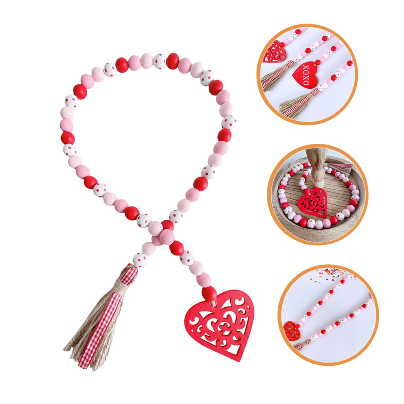 5 Stücke Perle Dekoration Valentinstag Holz Bead Garland Quaste Für Home Festliche