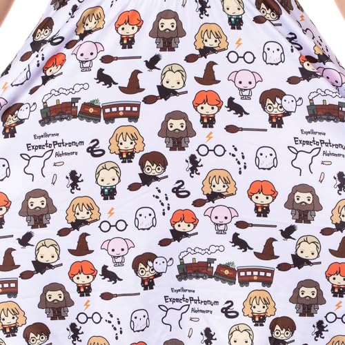 Image of Harry Potter Women's Allover Chibi Character Print Adult Casual A-line Skater Dress for Spring and Summer