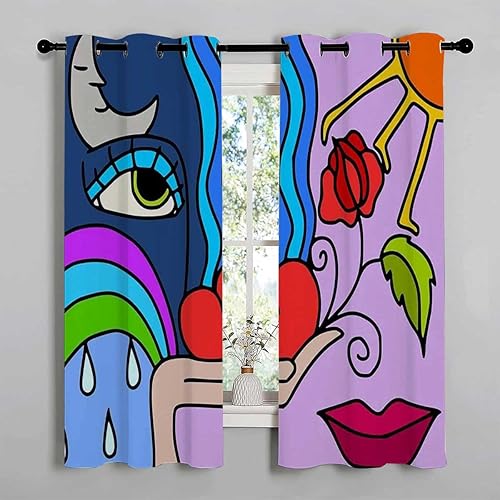 Cortina opaca para habitación colorida decoración de mosaico abstracto pintura de mosaico de vidrio cortina de puerta cortinas para separar cuartos