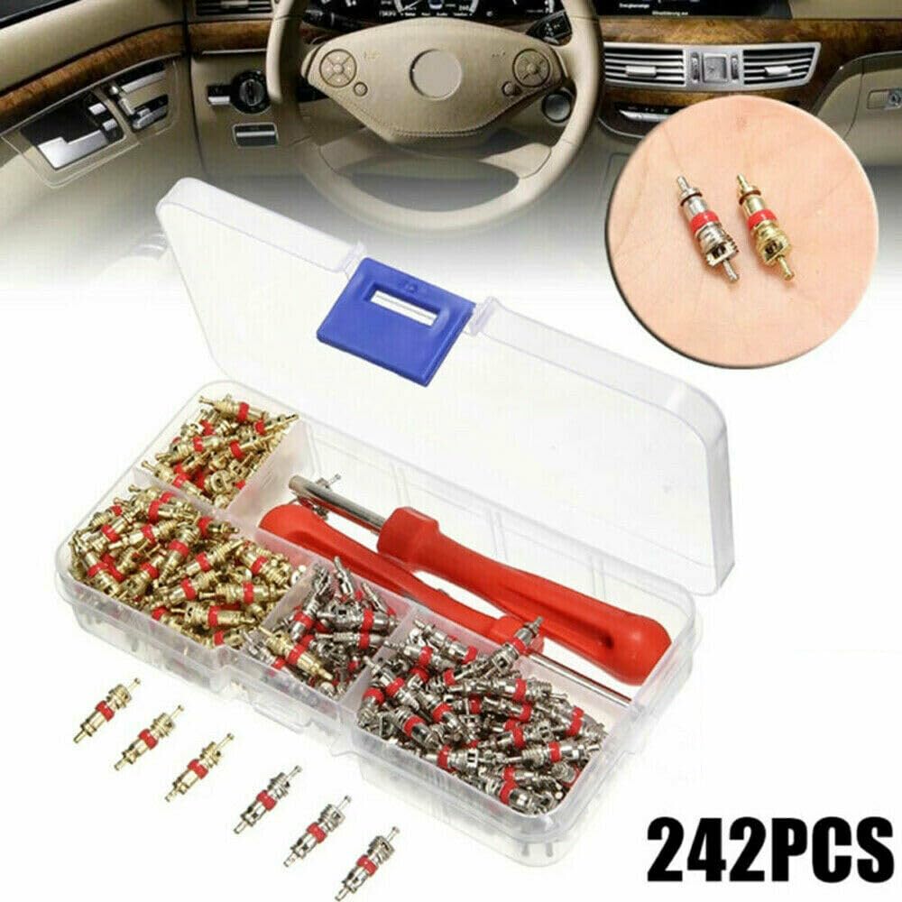 242-teiliges Auto-A/C-Klimaanlagen-Ventilkern-Sortiment R134a + Entferner-Tool-Kit-Set, handlicher Ventilkern