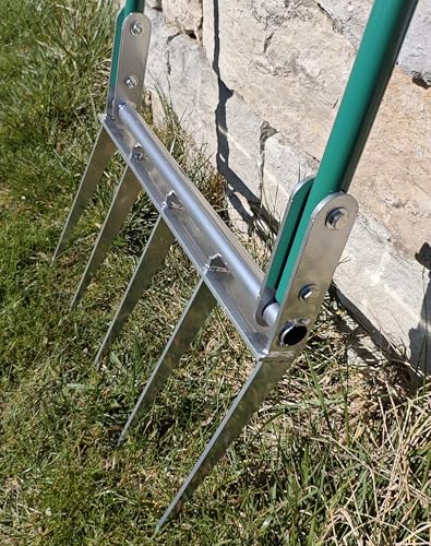 SattesGrün® Profi Grabegabel Broadfork Spatengabel Forke - optimal zum Tiefenlockern und Aerifizieren - Arbeitsbreite 50cm - Zinkenlänge 30cm