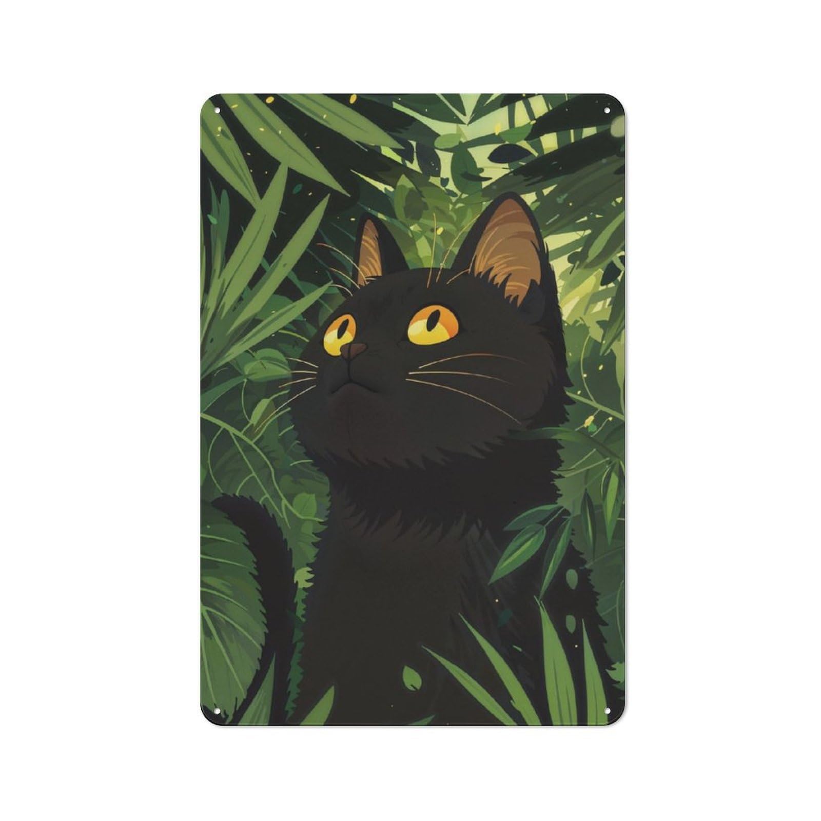 Junmoney Whiskers In The Wild Cat Tin Wall Sign 30X20cm, Character Room Wall Plaque For Bedroom, Kitchen, Office Or Living Room