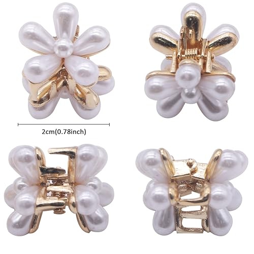 Miniatura 2 de Mini pinzas de garra de perla, bonitos accesorios para el cabello de flores para mujeres, niñas, bodas, vacaciones y ocasiones