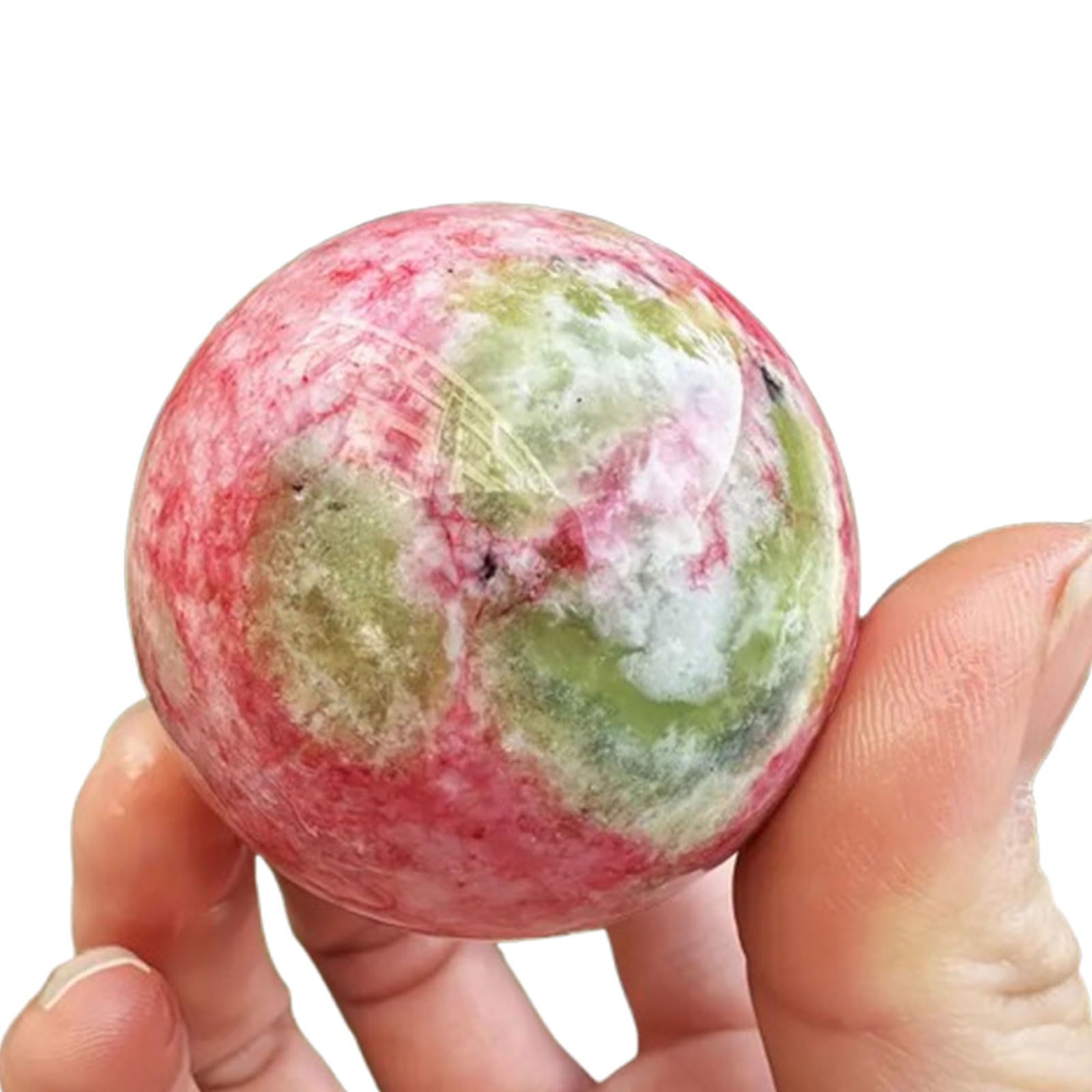 ICXLPMC Crystal Rose Stone Ball Divnation Sphere Feng Shui Ornaments for Balance Yoga Home Office Decoration,60~65mm