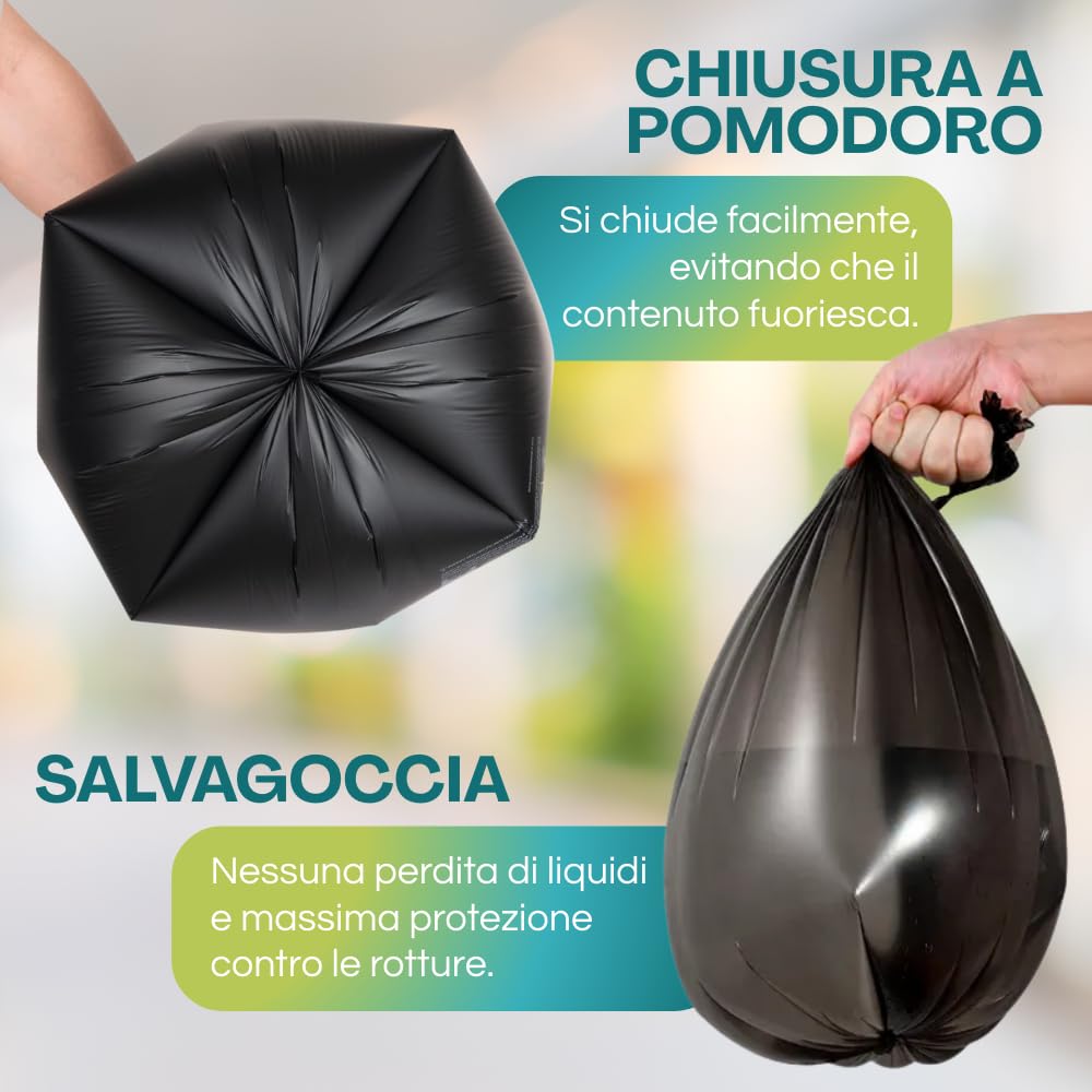 Virsus Sacchi Neri per Spazzatura Ultra Resistenti 55x65 Alto Spessore 18kg -Sciolti- Sacchi Resistenti - M