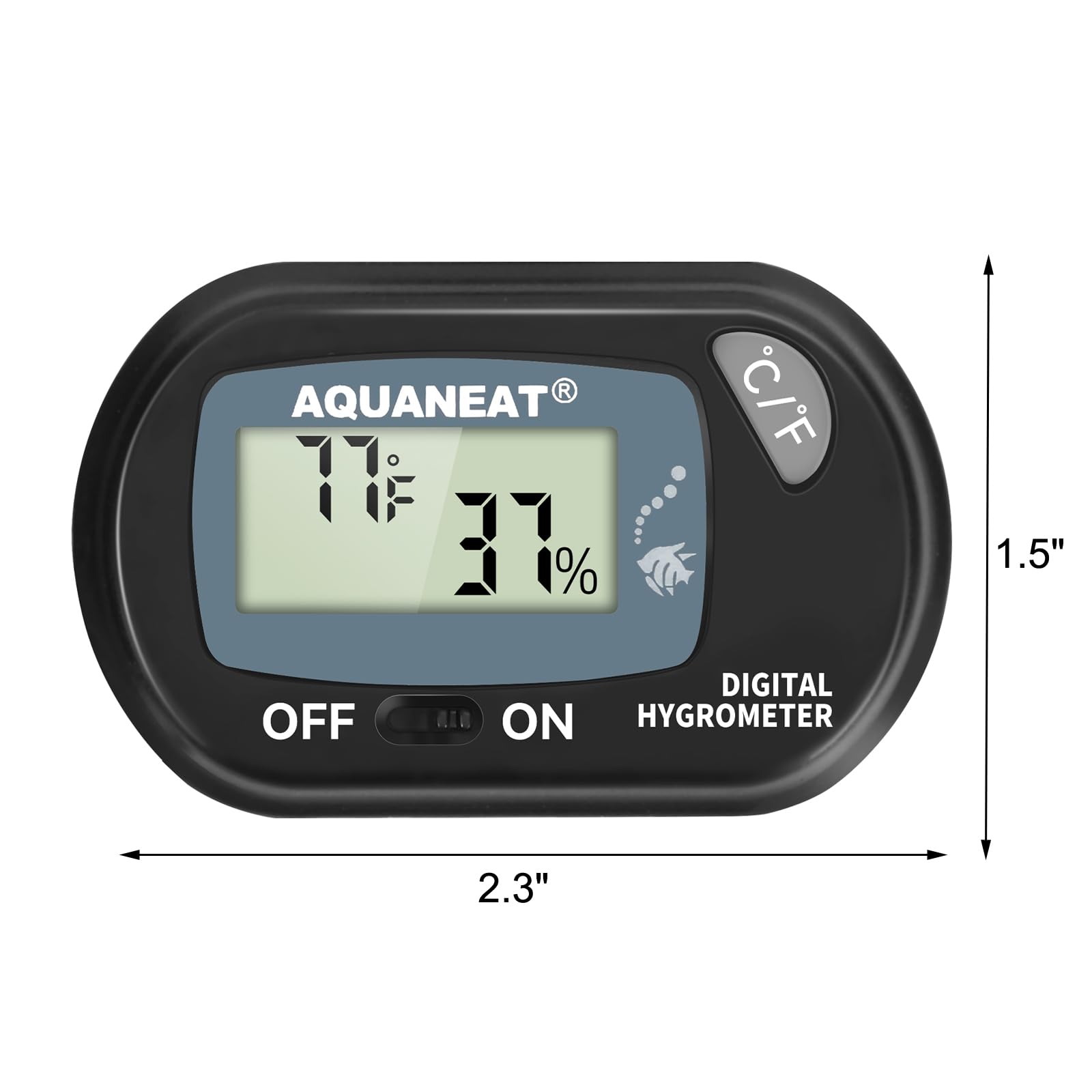 AQUANEAT Termómetro higrómetro para reptiles, pantalla digital, monitor de temperatura y humedad para reptiles, caja de cría de reptiles con ventosa