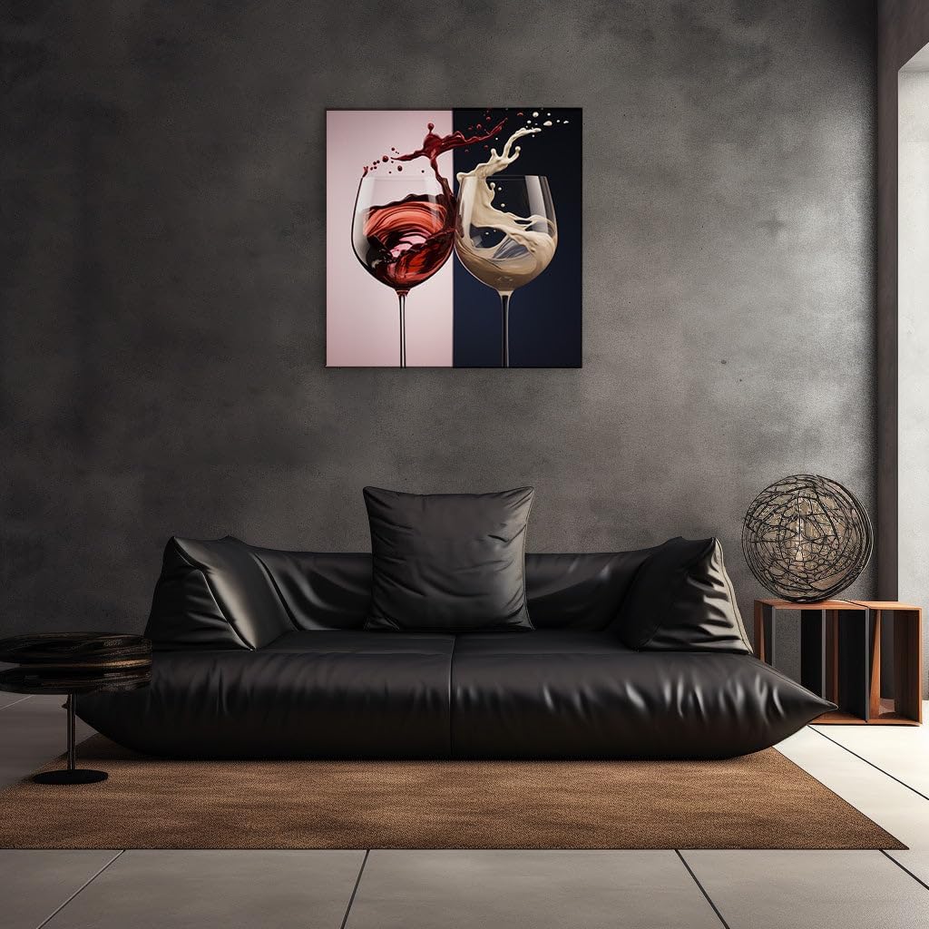 Canvas for Living room. Uncorking Contrast: A Dynamic Display of Red and White Delights, 27 x 18 inch Canvas Wall Art - Abstract By Atmosphere - Modern Home Decor - 69x46 cm (27x18 inch)