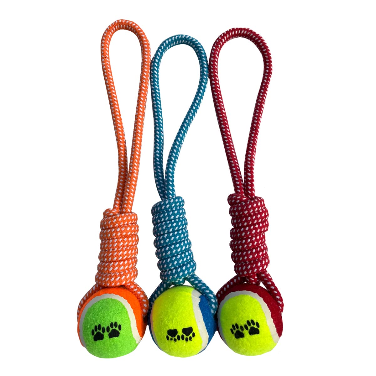 Genérico Juguete para Perros de Cuerda con Pelota - para Raza pequeña y Mediana - El Paquete Incluye 3 Unidades