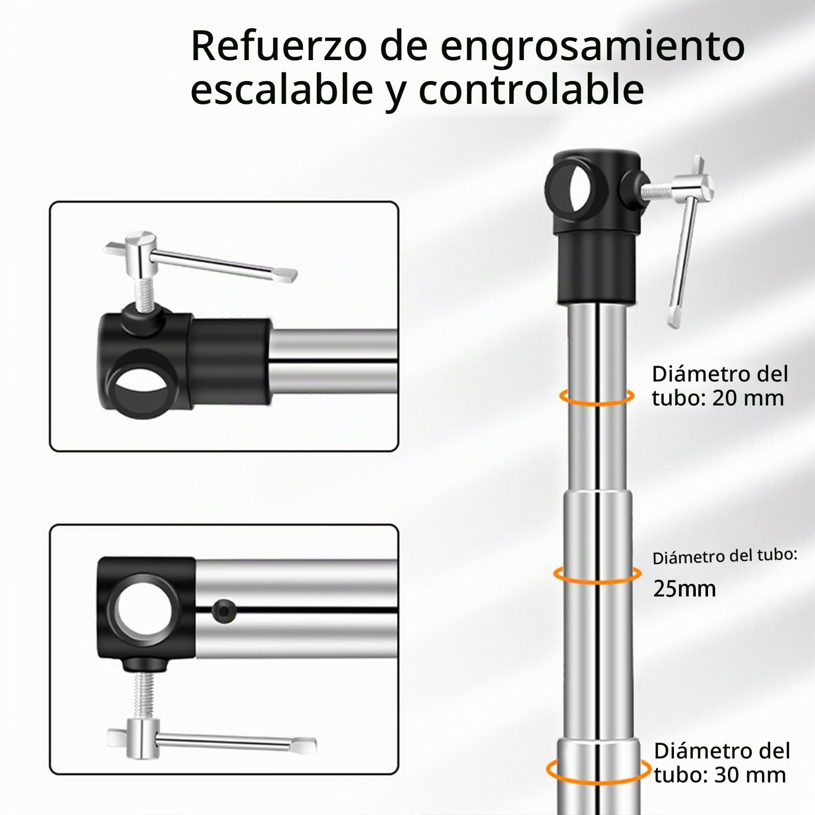 Barra telescópica ajustable de 117 a 300 cm para fondo de estudio