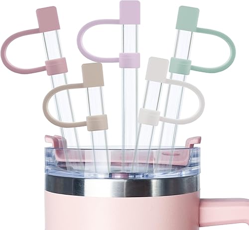 Miniatura 7 de 5-Pack Silicone Straw Covers Compatible with Stanley Cups - Dust-Proof Straw Caps for 40 oz Tumblers and Water Bottles