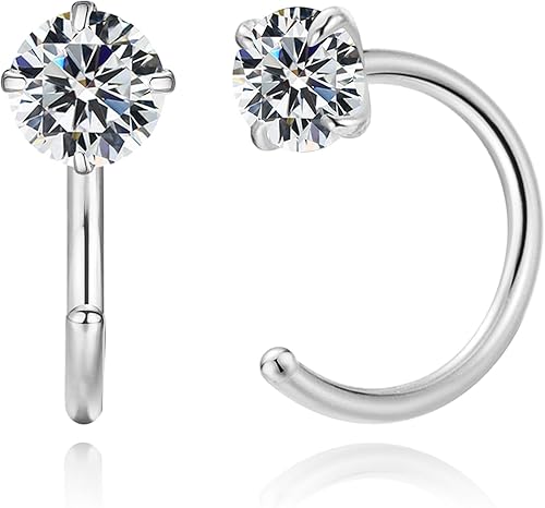 GLLBTPT Small Huggie Half Hoop Earrings CZ Tiny Cartilage Hypoallergenic Stud Earrings for Women Teen Girls (white)