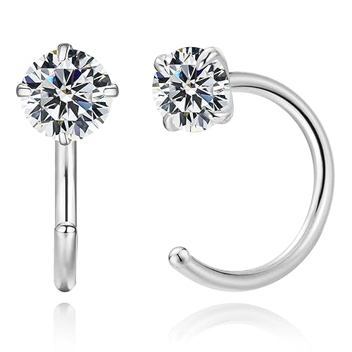 GLLBTPT Small Huggie Half Hoop Earrings CZ Tiny Cartilage Hypoallergenic Stud Earrings for Women Teen Girls (white)