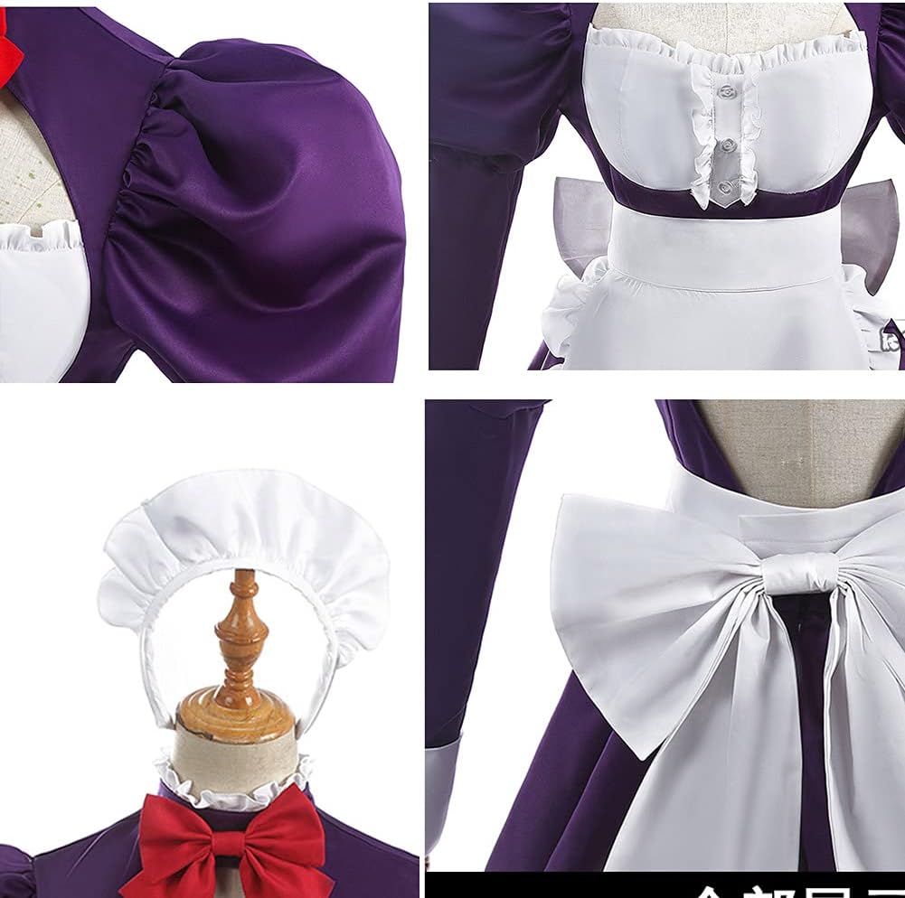 Women Fancy Maid Dress High Rise Invasion Cosplay Costume with Mask wig Enis Full Sets Outfits