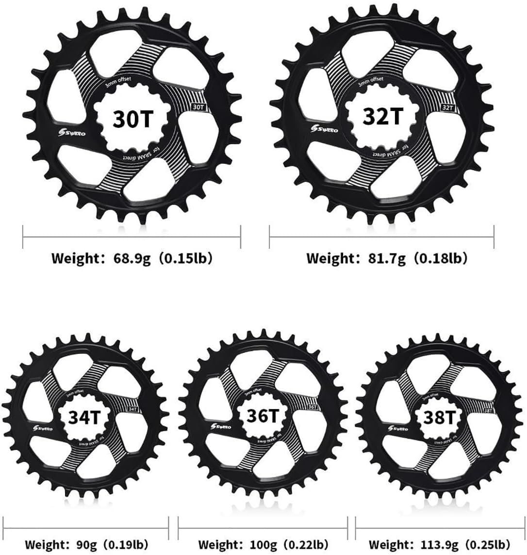 Guarnitura per Bicicletta da 170 mm, in Lega di Alluminio, Cava e Integrata, con 32T/34T/36T/38T e bulloni per Corona, Adatta alla Maggior Parte delle Biciclette.