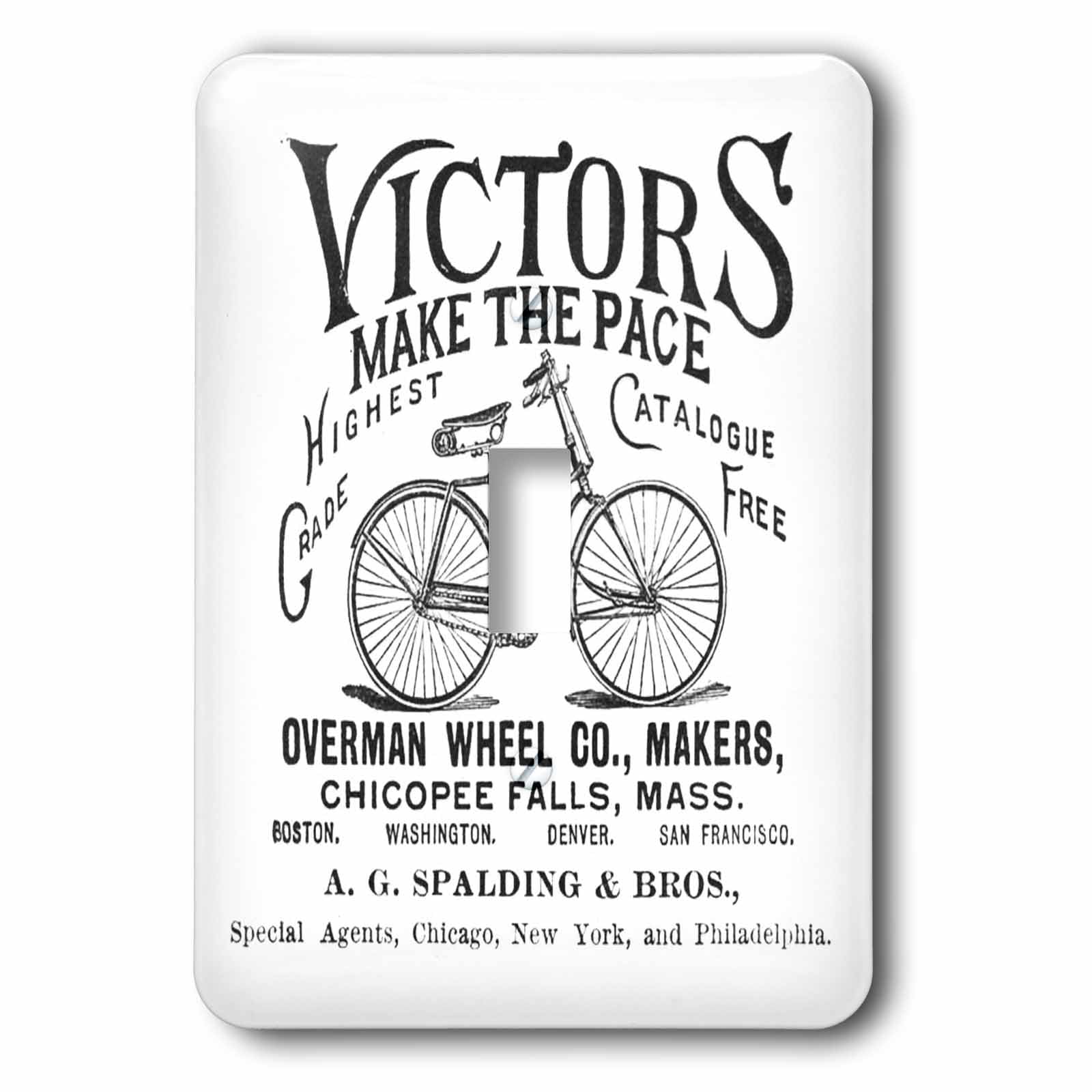 Cache interrupteur vintage Victors Bicycles decor de salon retro style bistrot parisien monochrome