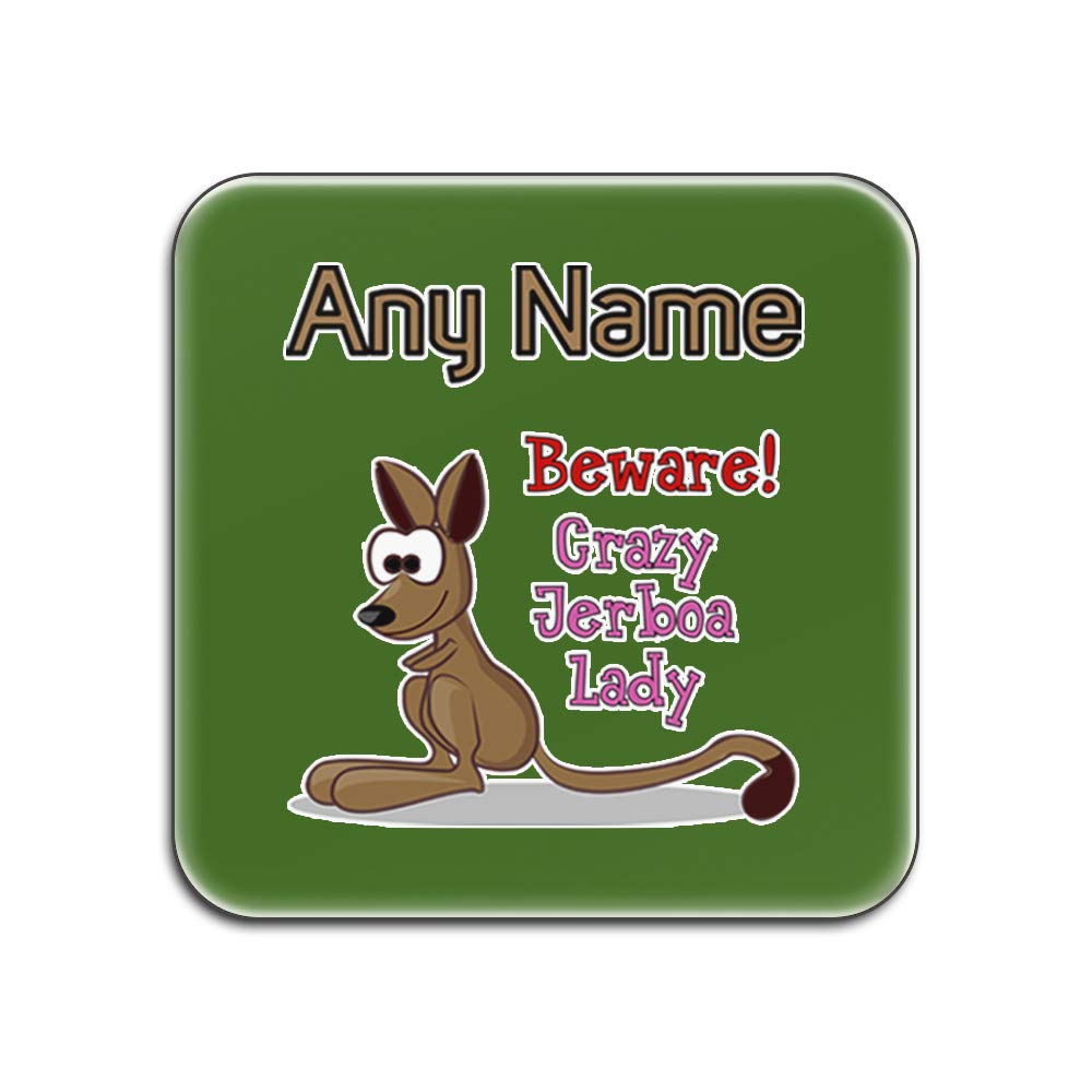 Dessous-de-verre Crazy Jerboa Lady vert carré | Lot de 4 personnalisable