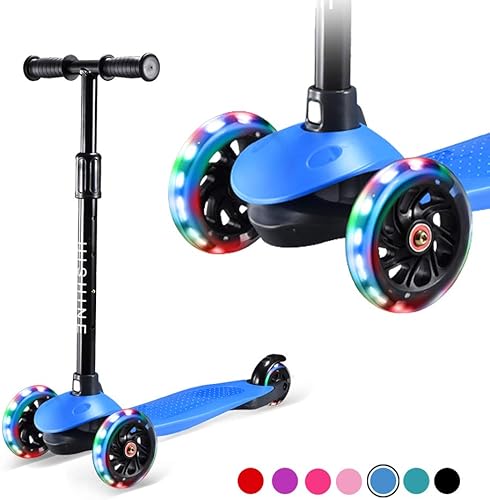 Hishine Kick Scooter for Kids with 3 Light up Wheels and Adjustable Height for 2-7 Years Old Ages Girls Boys Toddlers & Children,Lean to Steer, disponible en Yaxa Colombia