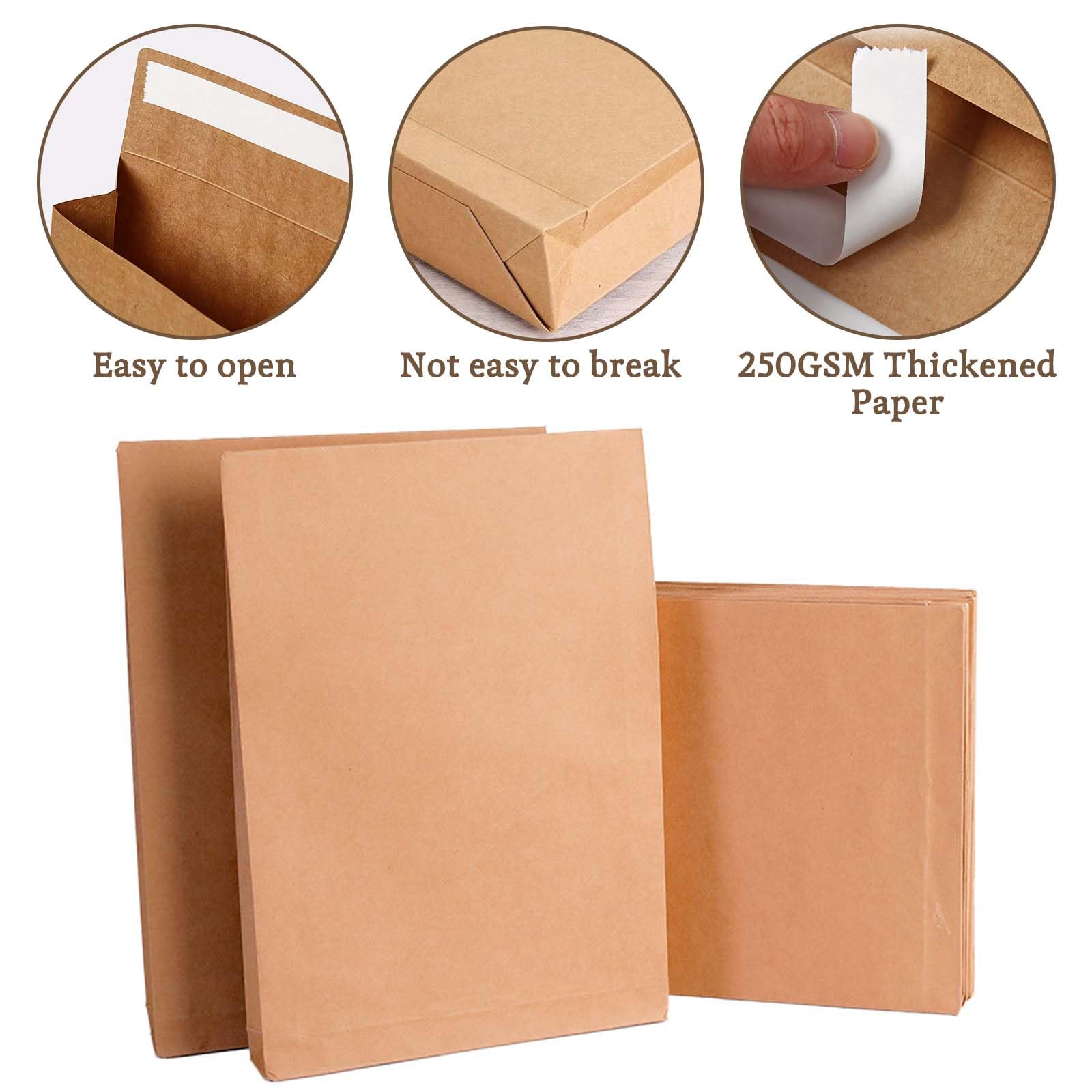 35 Pack C4 Envelopes Peel and Seal, 180gsm A4 Brown Envelopes 40mm Expanding Gusset Cardboard Envelope Large Kraft Envelope for Office Home School (335 x 238 x 40mm) - Image 3