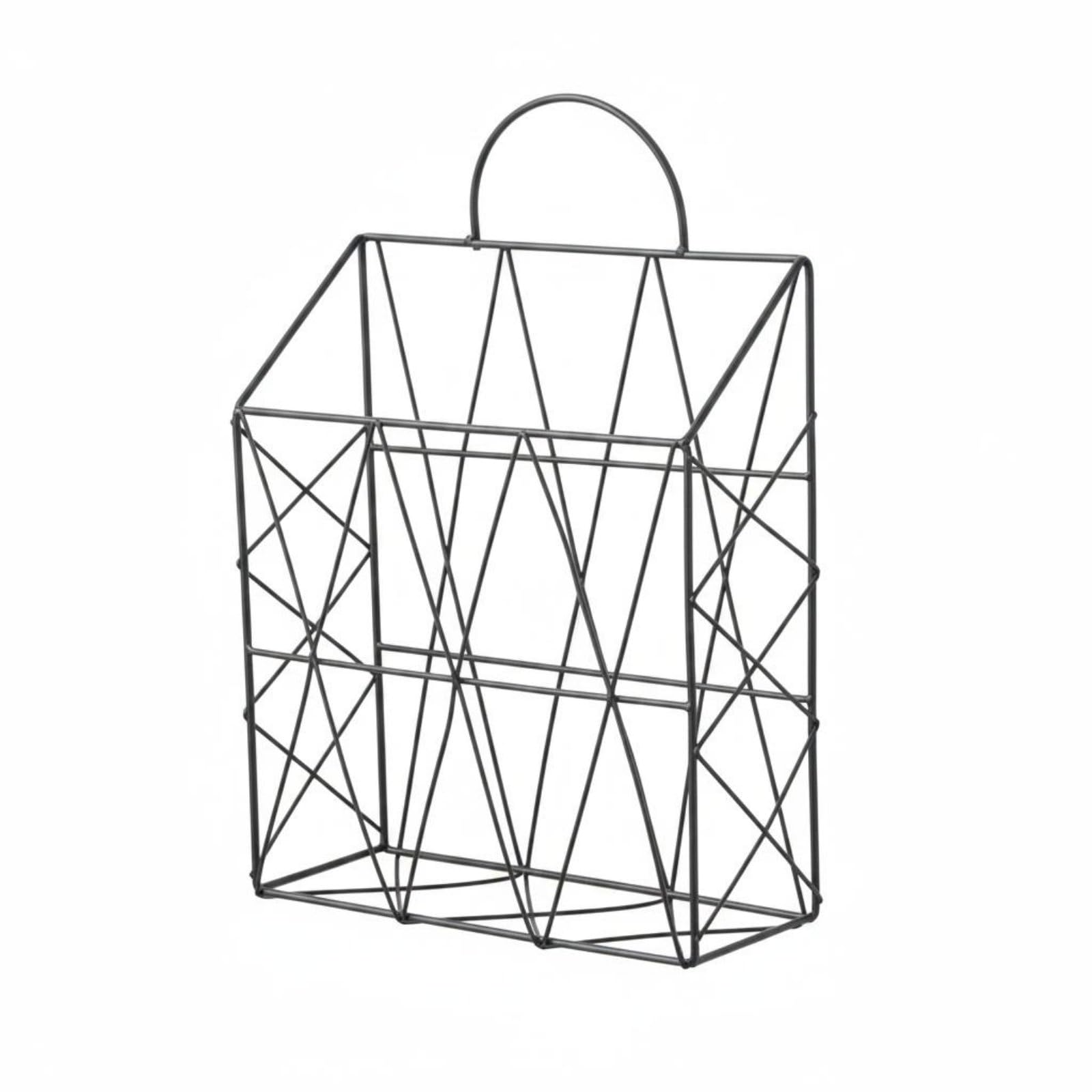 Decorative Wall Mounted Magazine Holder Exposed Design Metal Wire Magazine Rack Space Saving Wire Wall File Holder for Living Room, Black-picture-15